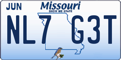 MO license plate NL7G3T