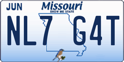 MO license plate NL7G4T