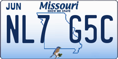 MO license plate NL7G5C
