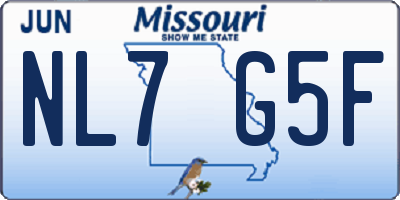 MO license plate NL7G5F