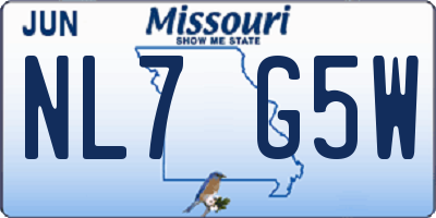 MO license plate NL7G5W