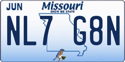 MO license plate NL7G8N