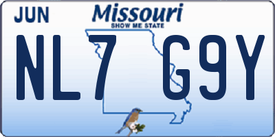 MO license plate NL7G9Y