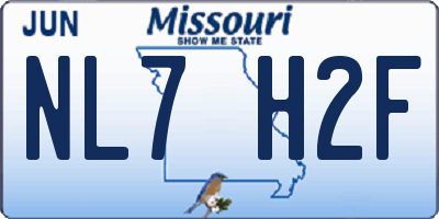 MO license plate NL7H2F