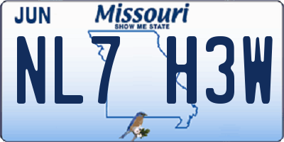MO license plate NL7H3W