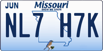 MO license plate NL7H7K