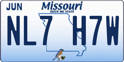 MO license plate NL7H7W