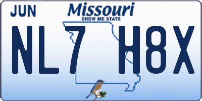 MO license plate NL7H8X