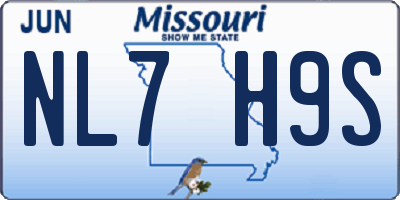 MO license plate NL7H9S