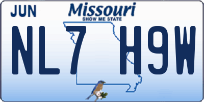 MO license plate NL7H9W