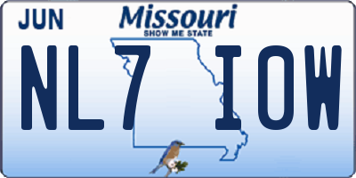 MO license plate NL7I0W