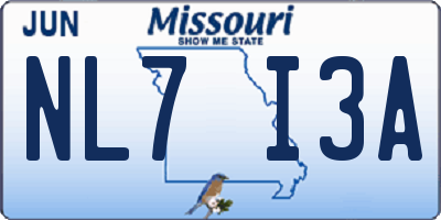 MO license plate NL7I3A