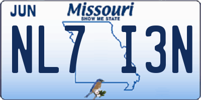 MO license plate NL7I3N