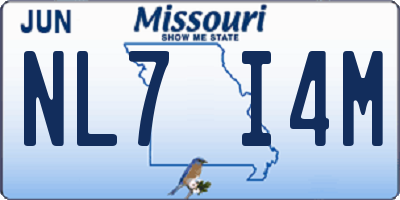 MO license plate NL7I4M