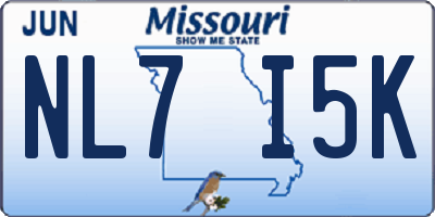MO license plate NL7I5K