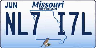 MO license plate NL7I7L