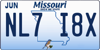 MO license plate NL7I8X