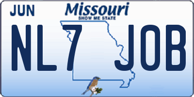 MO license plate NL7J0B