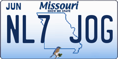 MO license plate NL7J0G