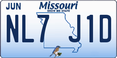 MO license plate NL7J1D