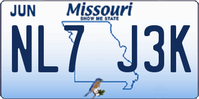 MO license plate NL7J3K