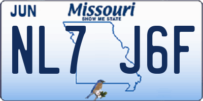 MO license plate NL7J6F