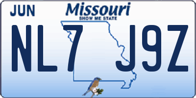 MO license plate NL7J9Z