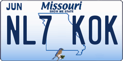 MO license plate NL7K0K