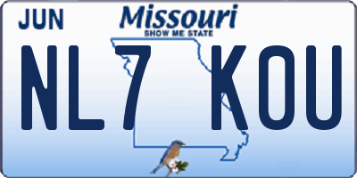 MO license plate NL7K0U