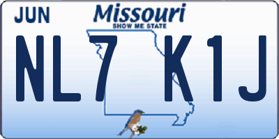 MO license plate NL7K1J