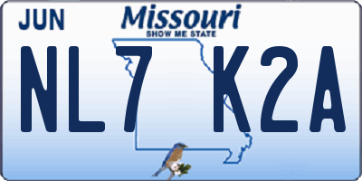 MO license plate NL7K2A