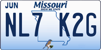 MO license plate NL7K2G