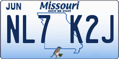 MO license plate NL7K2J