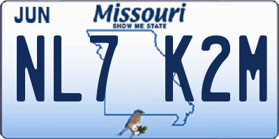 MO license plate NL7K2M
