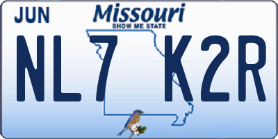 MO license plate NL7K2R