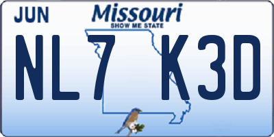 MO license plate NL7K3D