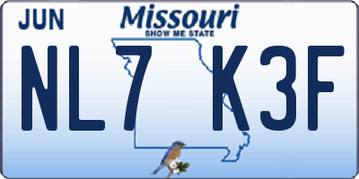 MO license plate NL7K3F
