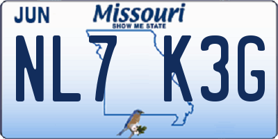 MO license plate NL7K3G