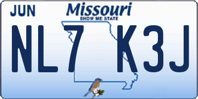 MO license plate NL7K3J