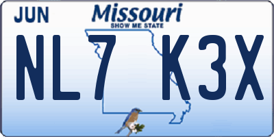 MO license plate NL7K3X