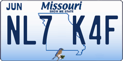 MO license plate NL7K4F
