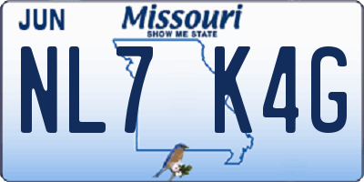 MO license plate NL7K4G