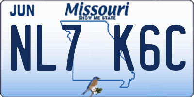 MO license plate NL7K6C