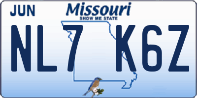 MO license plate NL7K6Z
