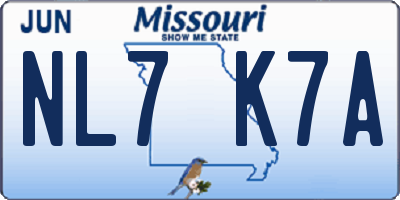 MO license plate NL7K7A