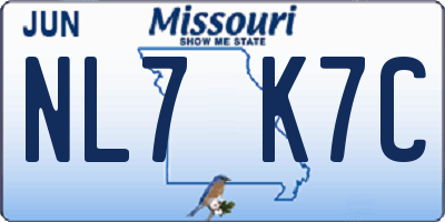 MO license plate NL7K7C