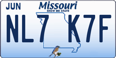 MO license plate NL7K7F