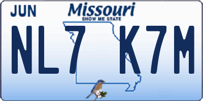 MO license plate NL7K7M