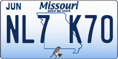 MO license plate NL7K7O