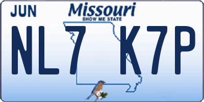 MO license plate NL7K7P